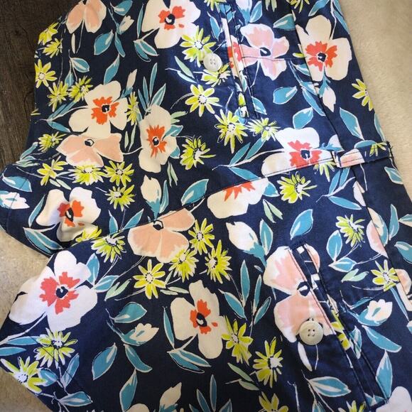 Gap Chino Shorts Floral Womens Size 6 Casual Blue Stretch Pockets - Picture 10 of 11